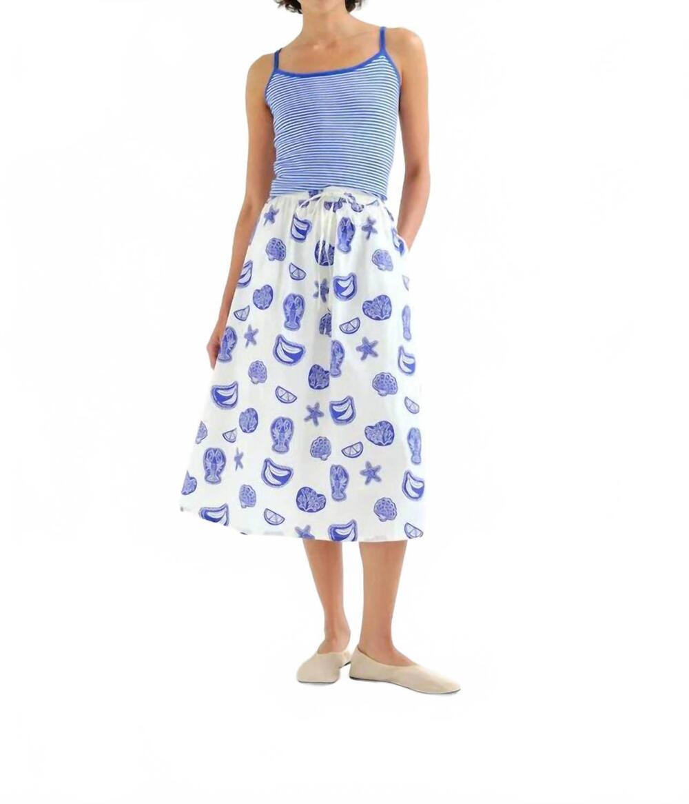 NEW COMPANIA FANTASTICA lobster dinner midi skirt in white multi
